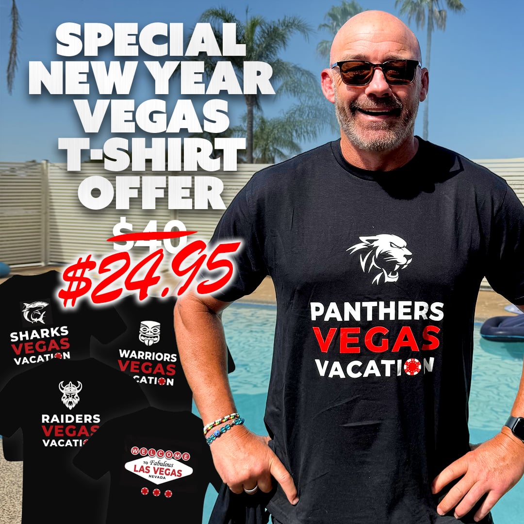NRL Vegas 2025 t-shirts – SPECIAL OFFER – PRICE SLASHED!!!